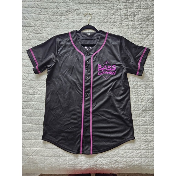 Bass Canyon #23 Black & Purple Embroidered Sportswear Festival Baseball Jersey M - Picture 5 of 12